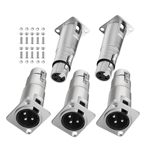 EBIEFLY 5X Neu Trik XLR Connector D Patch Panel Mountin XLR Male to Female Adapter Feed/Pass Thru Connector 3 Pins Adapters with 10 Screws Sets