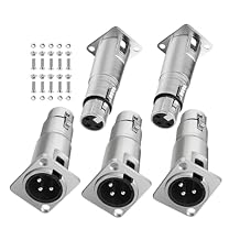 5X Neu Trik XLR Connector D Patch Panel Mountin XLR Male to Female Adapter Feed/Pass Thru Connector 3 Pins Adapters with 10 Screws Sets