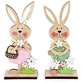 LGIFUTMAX Abschlussverkauf Osterhase aus Holz Osterhasen Deko zum Hinstellen Osterdeko Holz Hase 2er Set Deko Aufsteller für Ostern Osterdekoration Garten Osterhasen