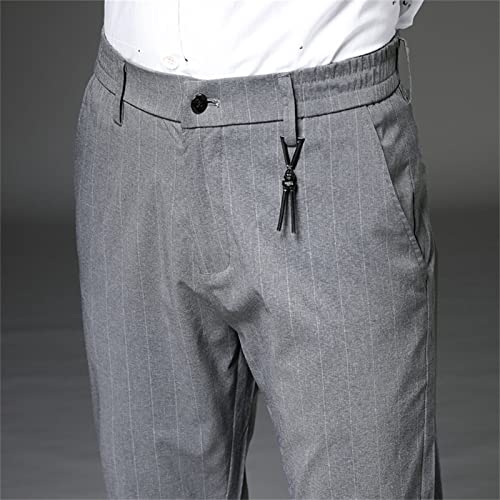 Men's Fashion Stretch Dress Pants Slim Fit Plaid Skinny Long Pants Casual Business Flat Front Dress Pants3