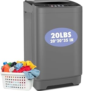 Nictemaw Portable Washing Machine, 20Lbs Capacity Full-Automatic Portable Washer Machine, 2.8Cu.ft Washer and Dryer Combo with 10 Programs & 8 Water Levels for Apartment, Dorms, RV-Glass Cover