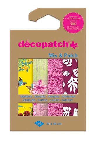 Décopatch DP046C - Une Pochette de 4 Feuilles Décopatch - Dimensions : 30 x 40 cm - Papiers imprimé, Balade à Kyoto - Mix & Patch - A partir de 5 ans, DIY,...