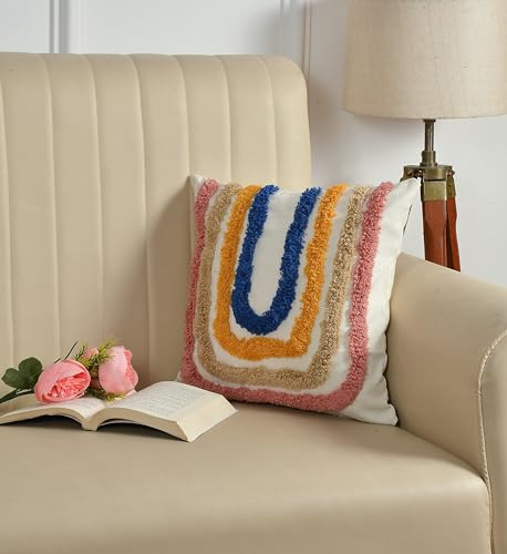 Image of Wisdom Decor Sofa Cushion Cover Cotton for Living Room Couch Soft Pillow Cover (16"x16", Rainbow)