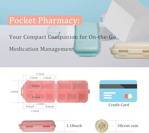 Image of Pill Organizer with 161 Medicine Labels, Purple Travel Pill Case | Compact 10-compartment pill case with 161 labels for daily vitamins, supplements, 7-day planning, purse, backpack, and travel