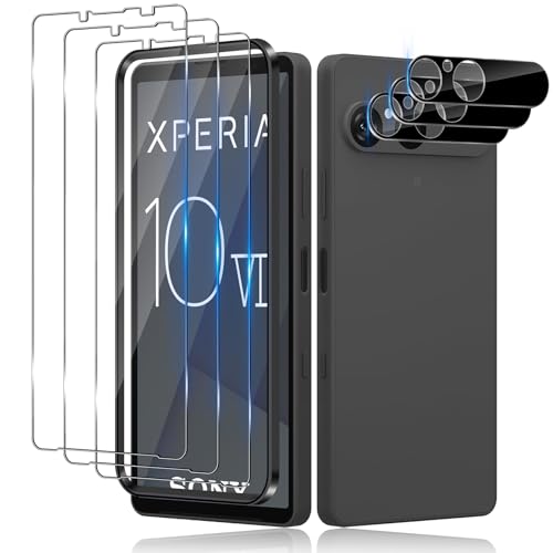 Aerku Schutzfolie für Sony Xperia 10 VII für Panzerglas, 3 Stück Schutzglas & 3 Stück Kameraschutz, 9H Festigkeit, 0.33mm Ultra-klar Folie, Anti-Kratzen Anti-Bläschen Bildschirmschutz