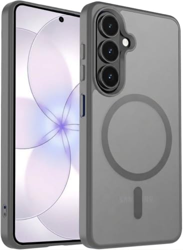 Image of Elzzi Magnetic Magsafe Case for Samsung Galaxy S26 5G Cover, Compatible with MagSafe Translucent Matte Hard PC + TPU Hybrid Back Cover, Slim Shock-Resistant Protective Case (Grey)