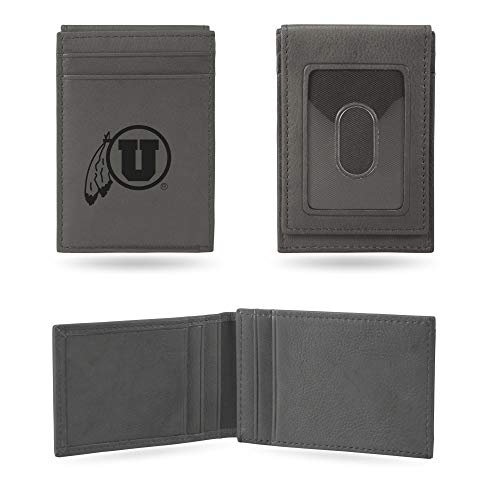 Image of Rico Industries NCAA Gray Laser Engraved Front Pocket Wallet - Compact /Comfortable /Slim