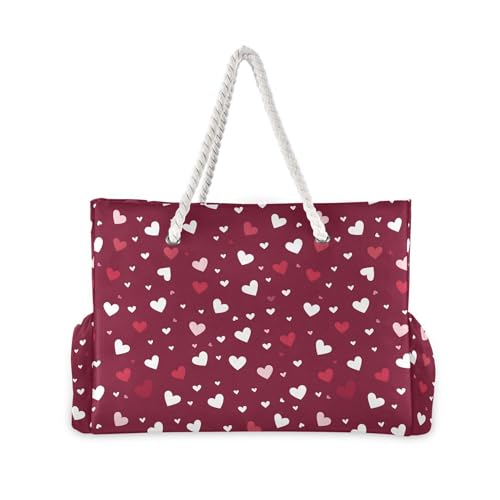MNSRUU Large Beach Bag for Women, Heart Checked Tote Travel Gym Swim Bag