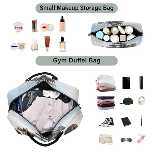 Large Travel Duffel Bag, Punk Monster Truck Sports Tote Gym Bag, Shoulder Weekender Overnight Bag for Women Men, Carry On Luggage with Toiletry Bags4