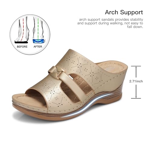 Image of SHIBEVER Wedge Sandals for Women Dressy: Comfortable Slip On Summer Sandal