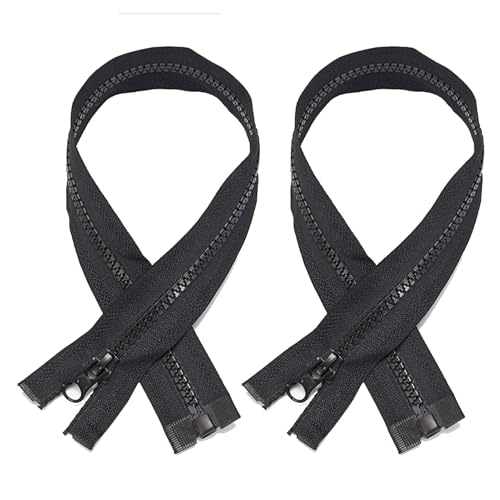 Biglumin Cremallera - Cremallera Desmontable Nylon Negra de 80 cm, Repuesto para Ropa, Almohadas, Tiendas de Campaña y Bolsos (2 Piezas)