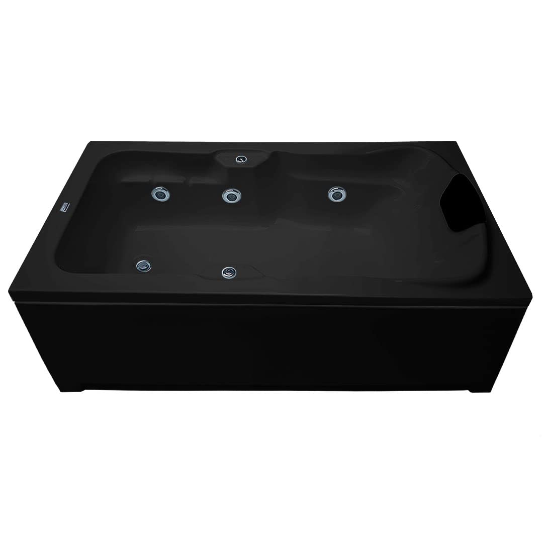 MADONNA Elegant 6 Feet Acrylic Bathtub with Whirlpool Massage System - Black