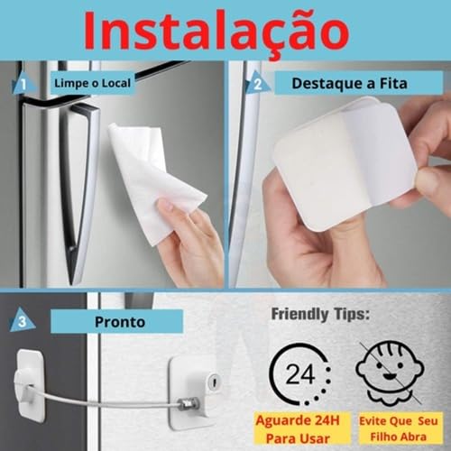 Trava De Segurança Chave Para Porta Gaveta Bebês Crianças Freezer Janela Porta Armario Geladeira Mic