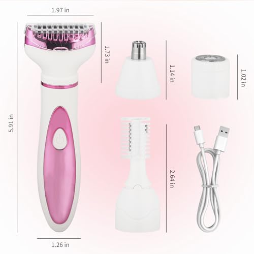 Image of Wet & Dry Electric Razor for Women Men,4 in 1 Rechargeable Led Display Electric Shaver and Facial Hair Remover,Painless Ladies Body Razors for Nose Face Body Leg Bikini Arm Hair (Purple)