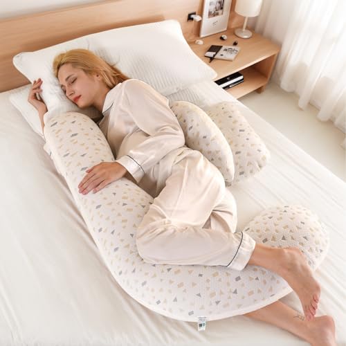 Image of Pregnancy Maternity Pillow for Side Sleeping Soft Adjustable Body Pillow for Pregnant Women with Detachable Cover