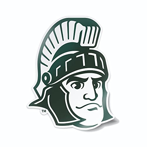 Image of Nudge Printing Michigan State University (MSU) Spartans Sparty Head Mascot Green and White Weatherproof Vinyl Sticker Car Decal from