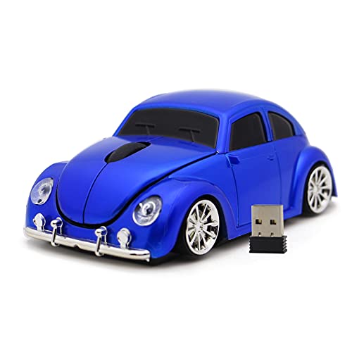DAY DAY HAPPY Souris sans Fil en Forme de Voiture de Sport Souris d'ordinateur Optique avec Phare LED Bleu pour Ordinateur Portable PC (Blue)