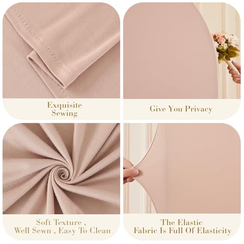 Image of Nude Arch Covers Set of 2-7.2 and 6ft Nude Arch Backdrop Cover Spandex Wedding Balloon Arch Stand Covers for Baby Shower Birthday Party Bridal Shower Photo Arch Covers Stretchy Backdrop