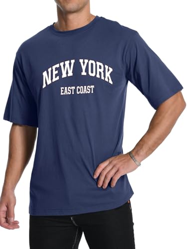 Men's Graphic Tees Short Sleeve New York Letter Print Crewneck Casual Regular T-Shirt for Men