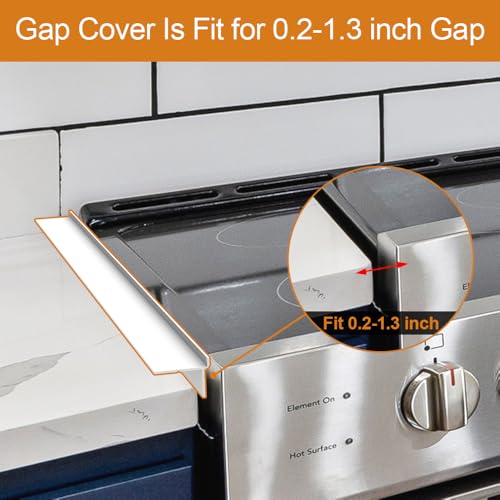 Image of KindGa Stove Gap Filler - Silicone Stove Gap Covers 25 Inche 2 Pack White | Foldable kitchen counter range gap guards, electric stove gap filler, oven side sealing strip between countertop gas stovetop