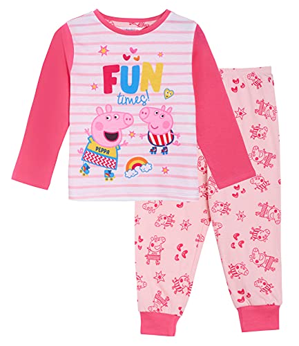Peppa Pig Pijama para niñas, conjunto de pijama largo de algodón de longitud completa, color rosa, rosa, 2-3 Years