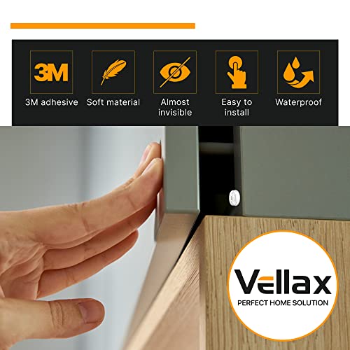Vellax Cabinet Door Bumpers Sound Dampening - 128 Pcs Silicone Clear Rubber Bumpers Self Adhesive Pads, Cabinet Stoppers, Rubber Bumpers For Drawers, Cutting Boards, Frames & Kitchen Furniture #TOP5