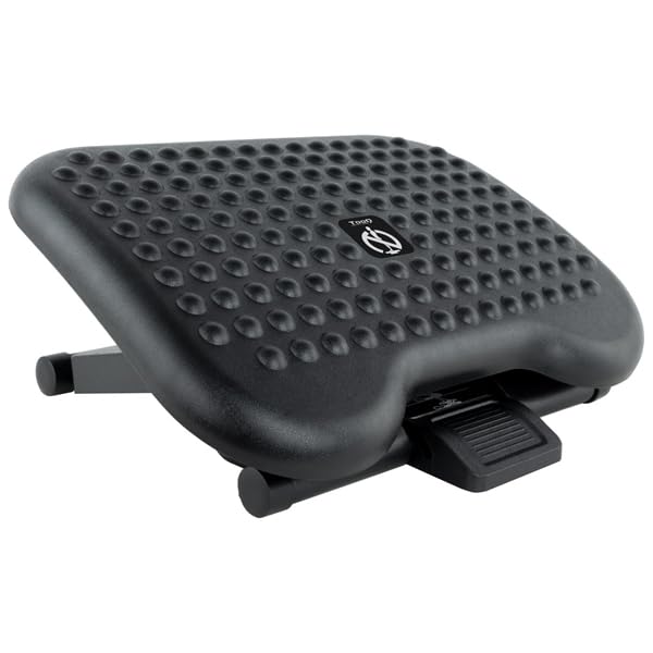Watio Wave Reposapies - Ajustable en Altura e inclinación, Color Negro, Material Resistente, Ideal para Mejorar la Postura y Comodidad en el Trabajo.