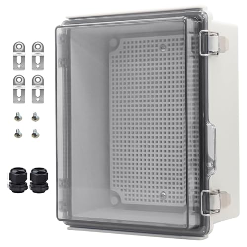 Image of Outdoor Waterproof Electrical Box Junction Box Weatherproof IP67 ABS Plastic Enclosure Switch Router Project Box Electronics Enclosure with Mounting Plate Wall Bracket Clear 8.7 inchx6.7 inchx4.3 inch