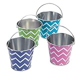 Fun Express Mini Metal Chevron Pails - 12 Pieces