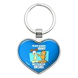 Garfield and Odie I'm Never Wrong Keychain Heart Love Metal Key Chain Ring