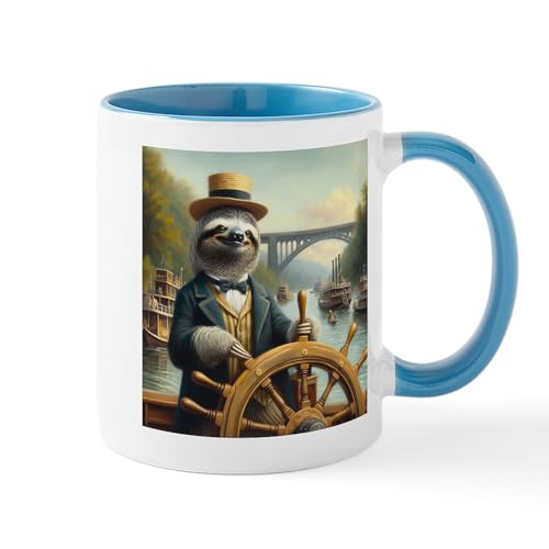 Taza de cerámica CafePress 11 oz blanca y azul miniatura 1