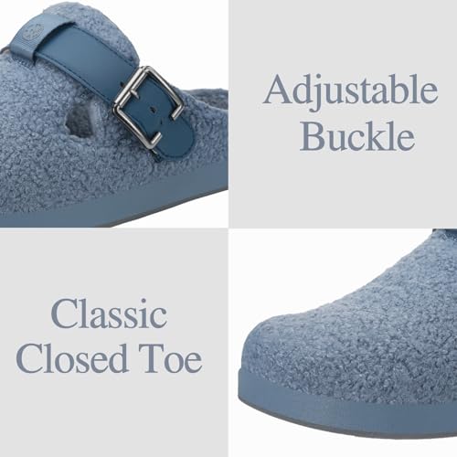 Hsyooes Women's Men's Fuzzy Slippers Orthotic Arch Support Fleece Lined House Slippers Comfy Winter Slip On Clogs for Plantar Fasciitis Indoor Outdoor with Adjustable Buckle4