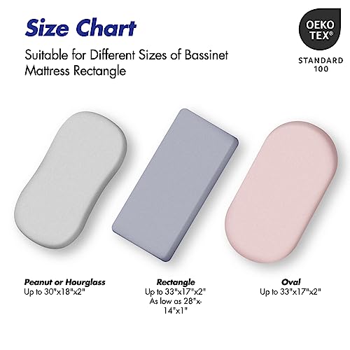 Soarwg Kids SOC2004 Bassinet Sheets, Bassinet Sheets For Baby Boy And Girl, Bassinet Sheet Neutral, Fit For Rectangle, Round, Oval, Hourglass Mattress, Flexible For Different Bassinet Pad/Mattress 2 Pack thumb #2