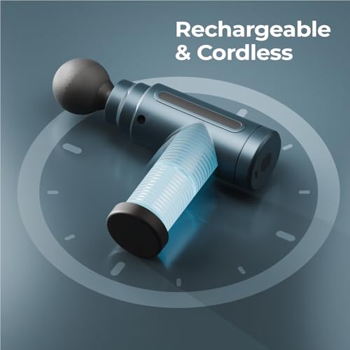 Image of Lifelong Gun Massager For Pain Relief - 8 Massage Heads, 6 Speed Modes, Rechargeable, Quiet 20W Motor, Lightweight & Portable Deep Tissue Massager For Back, Neck, Legs & Travel Use, Blue