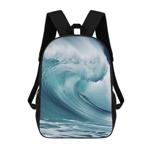 Waves Backpack for Men Women, Heavy Duty Backpack Large Capacity, Durable Lightweight Travel Daypack