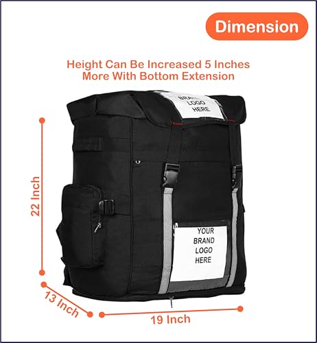 Image of Premium 130L (Extra Large - XXL) Delivery Bag for Logistics & Courier | 27-Inch Waterproof Backpack for Bike & Scooter | Heavy Duty Ecommerce & Grocery Bag with Rain Cover (Black)