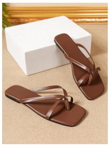 Image of GORGLITTER Women's Strappy Square Toe Thong Sandals Dressy Summer Cute Vacation Beach Comfortable Flip Flops Slide Shoes 2026