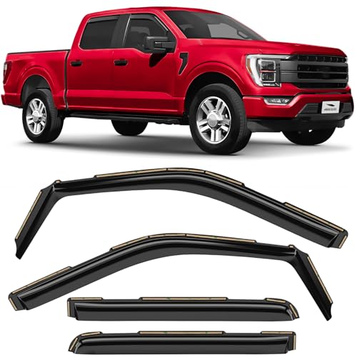 Voron Glass in-Channel Extra Durable Rain Guards for Ford F150 2021-2026 SuperCrew Window Deflectors Vent Window Visors 4 Pieces - 200784
