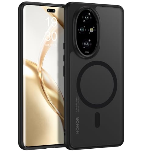 DUEDUE Funda Pare Honor 200 Pro, Funda Magnética Pare Honor 200 Pro 5G 6,78 Pulgadas [Compatible con mag-Safe] Carcasa Translúcido Mate Cover Caso Protección Grado Militar Anti-Arañazos, Negro