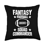 Fantasy Football Sports Coach Design Fantasy Football Squad Commander Draft Throw Pillow, 18x18, Multicolor