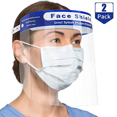 2 PCS Safety Face Shield Full Protection Cap Wide Visor Resistant Spitting Anti-Fog