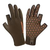 BASSDASH Unisex Fingerless Fleece Liner Camo Hunting Gloves for Cold Weather UPF 50+ Lightweight Fishing Photography HG06