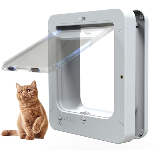Automatische Haustiertür mit Mikrochip-Technologie, inklusive 2 Sensorhalsbändern und Fernbedienung, ideal für Katzen und kleine Hunde