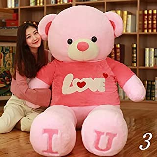 Image of HUG 'n' FEEL SOFT TOYS Hug n Feel Long Soft Lovable hugable Cute Giant Life Size Teddy Bear 100cm (I Love You Teddy, White) (100cm)