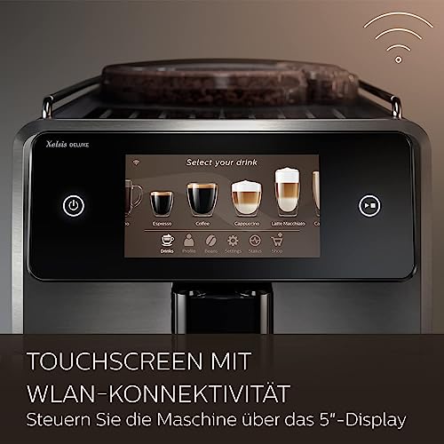 Saeco Xelsis Deluxe Kaffeevollautomat – WLAN-Konnektivität, 22 Kaffeespezialitäten, Intuitives 5"-Touchdisplay, 8 Benutzerprofile, Keramikmahlwerk, Metall (SM8782/30) – Bild 4