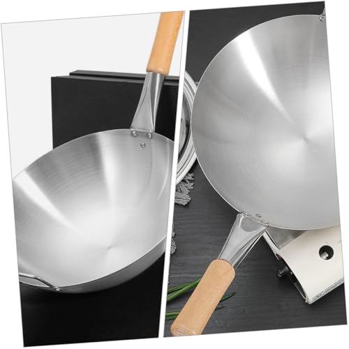 Sartén Wok de Acero Inoxidable 12 pulgadas con Mango de Madera miniatura 4