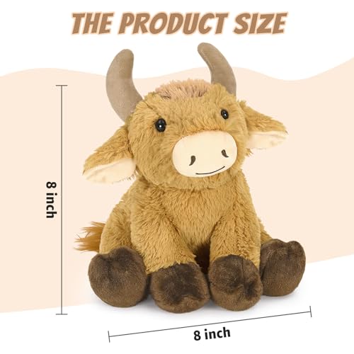 Image of Ditucu Bull Stuffed Animal 8 inch Cute Realistic Cow Plush Toys Ultra Soft Plushies Gifts for Kids Khaki