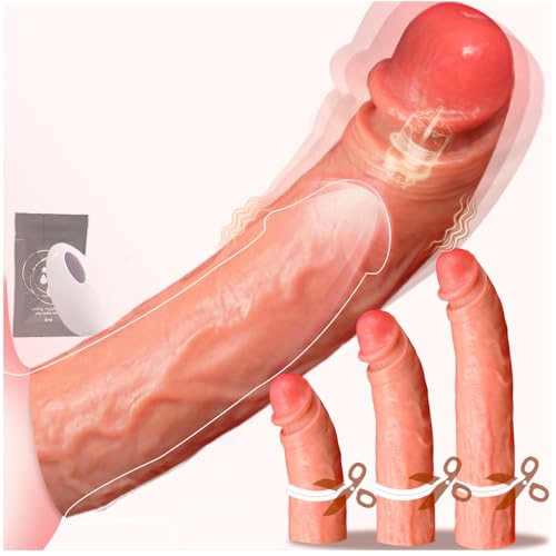 Vibrating Penis Sleeve, Trim-to-fit Liquid Silicone Realistic Coc...