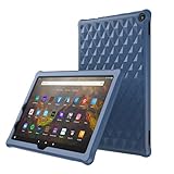 Epicgadget Silicone Case for Amazon Fire HD 10 / Fire HD 10 Plus (11th Generation, 2021 Released) - Slim Soft Lightweight Diamond Grid Silicone Cover Case + 1 Screen Protector and 1 Stylus (Blue)