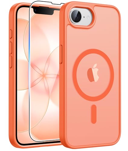 Image of FNTCASE for iPhone 17e Case: iPhone 16e Phone Case [Compatible with Magsafe] Translucent Matte Cases with [Screen Protector] Military Grade Shockproof Protective Phone Cover - Orange
